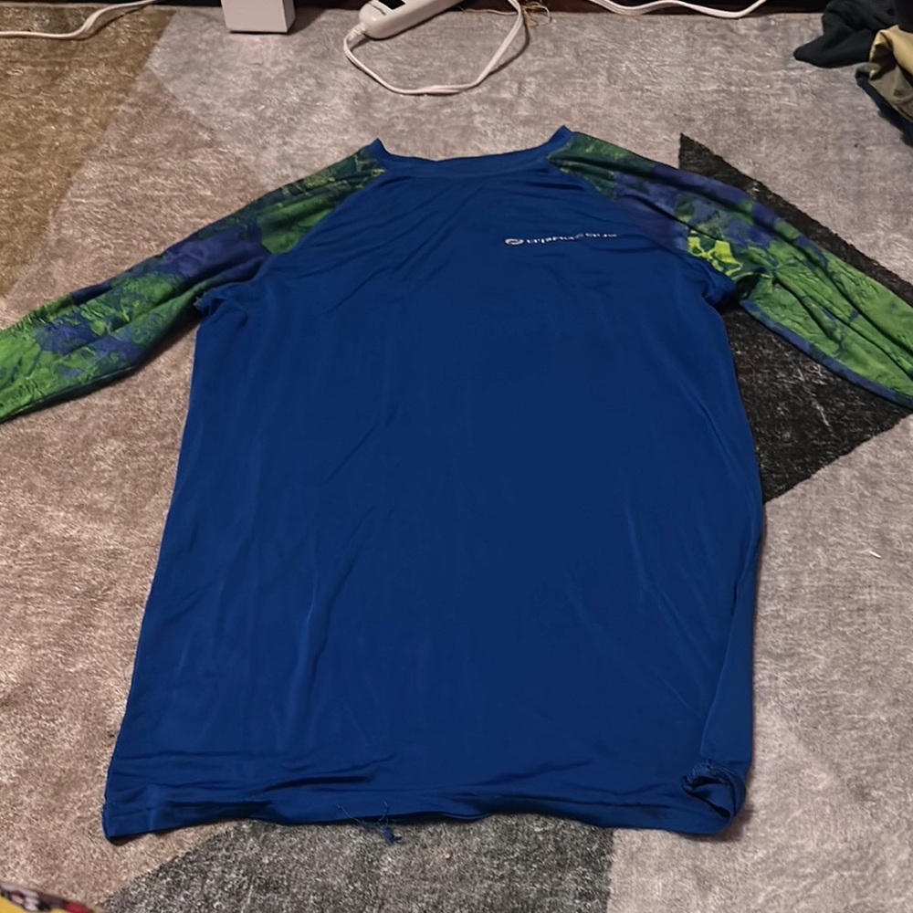 Columbia Blue and Green Rash Guard Swim Top